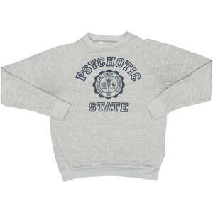 80s Vintage Psychotic State College University Heather Gray Crew Neck Sweatshirt